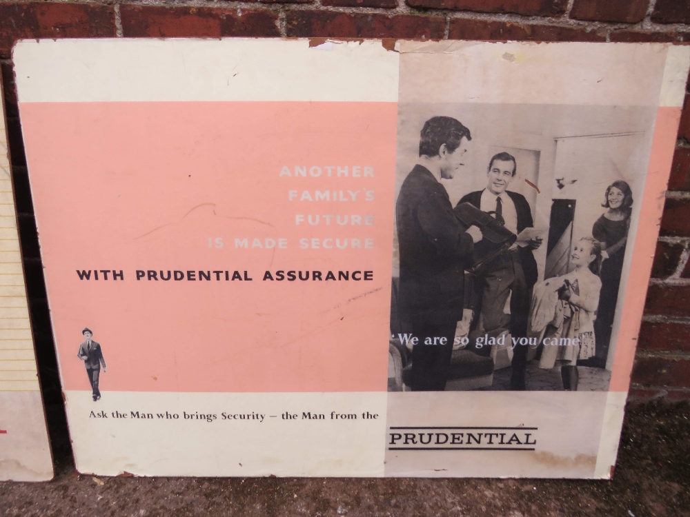 TWO LARGE DOUBLE SIDED PRUDENTIAL ASSURANCE / INSURANCE SHOP ADVERTISEMENT BOARDS c1950,101 X 76 CM - Image 3 of 5