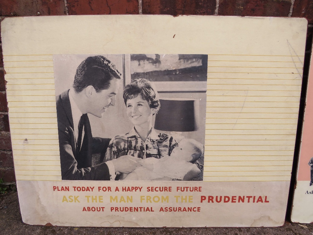 TWO LARGE DOUBLE SIDED PRUDENTIAL ASSURANCE / INSURANCE SHOP ADVERTISEMENT BOARDS c1950,101 X 76 CM - Image 2 of 5