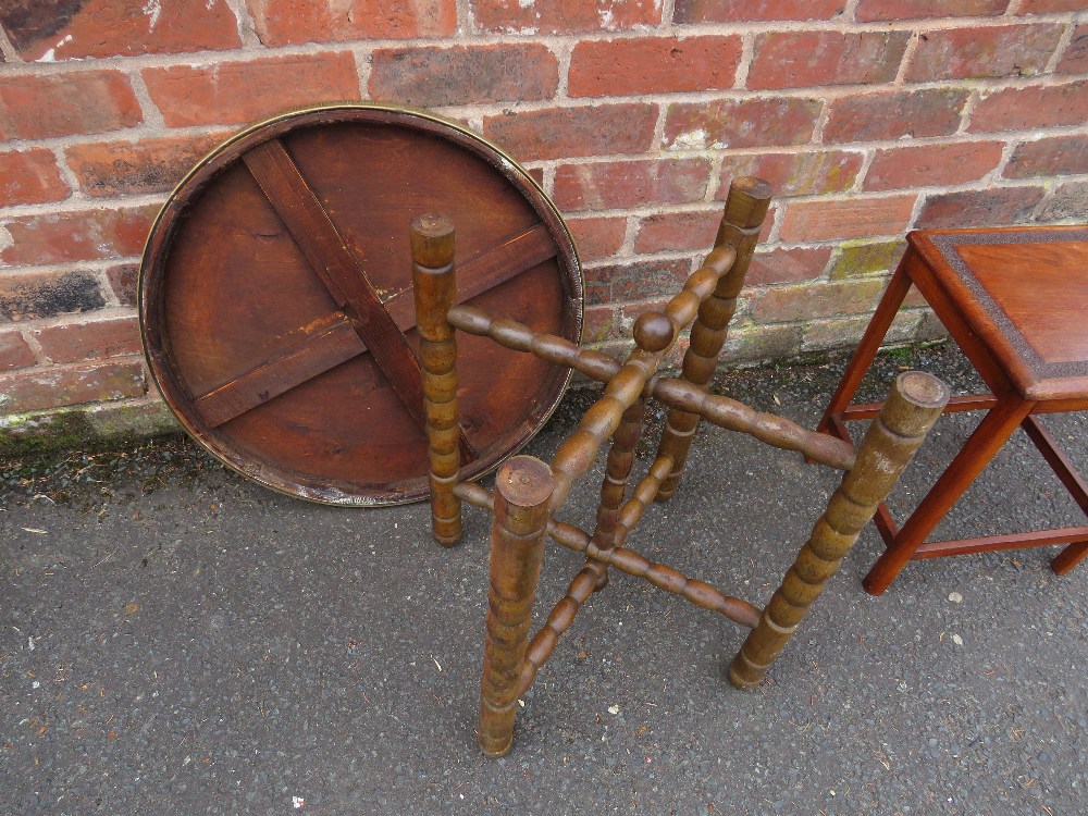 AN EASTERN BRASS TOPPED TABLE AND A SMALL OCCASIONAL (2) - Image 4 of 4