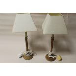 A PAIR OF LAURA ASHLEY LIGHT OAK TABLE LAMPS, OVERALL HEIGHT 54 CM