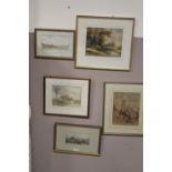COLLECTION OF ASSORTED GILT FRAMED AND GLAZED WATERCOLOURS TO INCLUDE LANDSCAPES, RIVER SCENE,