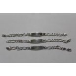 THREE SILVER ID BRACELETS APPROX WEIGHT 29.8G