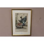 GILT FRAMED AND GLAZED ANTIQUE HAND COLOURED ADVERTISING PRINT FOR BROOKES MONKEY BRAND SOAP -