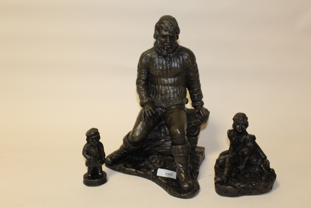 THREE JOHN LETTS BRONZE EFFECT FIGURES, LARGEST H 31 CM