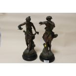 A PAIR OF VINTAGE SPELTER STYLE FIGURES