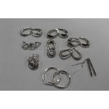 NINE PAIRS OF STERLING SILVER EARRINGS APPROX WEIGHT - 31.3G