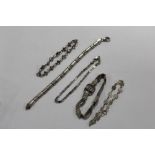 FIVE ASSORTED SILVER BRACELETS APPROX WEIGHT - 36.1G