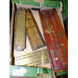 THREE VINTAGE CRIBBAGE BOARDS TOGETHER WITH A LAWSONS BILLIARDS SCORE BOARD