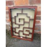 A 20TH CENTURY HARDWOOD GLAZED WALL DISPLAY CABINET 62 X 46 CM