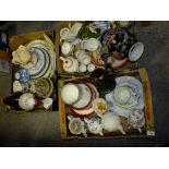 THREE TRAYS OF ASSORTED CERAMICS TO INCLUDE A MODERN ORIENTAL EXAMPLE AND SADLER TEAPOT