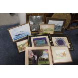 A COLLECTION OF PICTURES AND PRINTS TO INCLUDE A WATERCOLOUR SIGNED J HOOPER