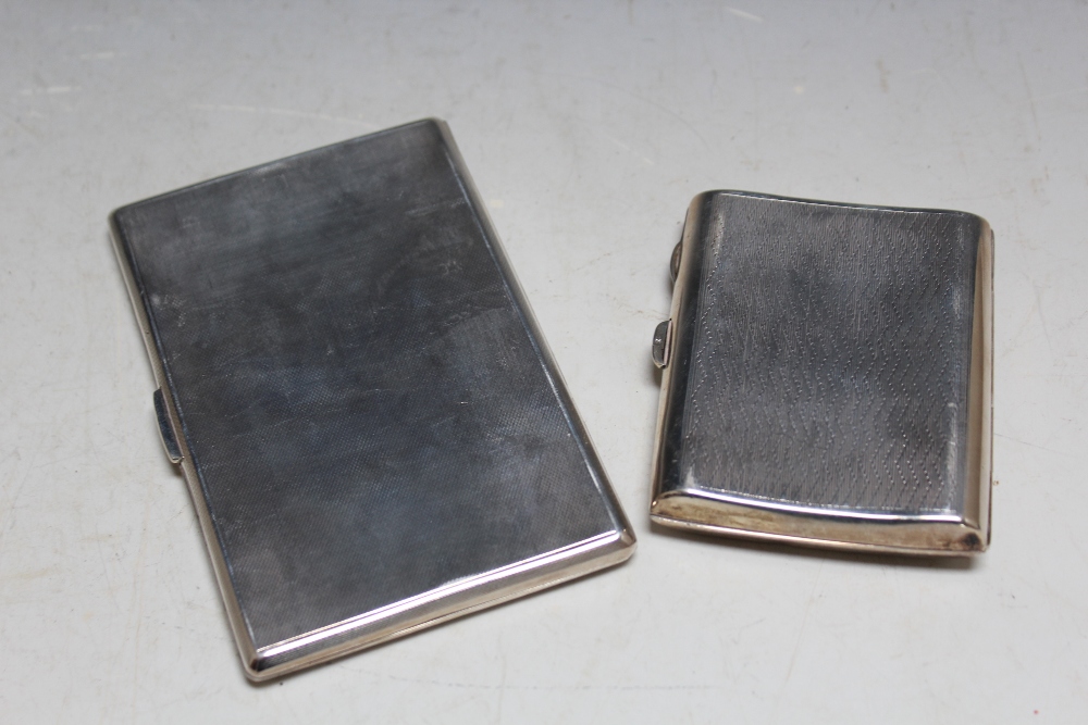 A TALL HALLMARKED SILVER CIGARETTE CASE, H 12.5 cm together with a shorter curved example, approx - Image 2 of 5