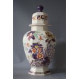 A LARGE MASONS IRONSTONE 'AMETHYST' OCTAGONAL LIDDED JAR, H 39 cm