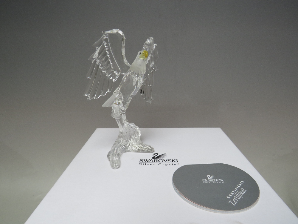 A SWAROVSKI CRYSTAL 'BIRDS OF PREY' BALD EAGLE, with box and certificate, H 12.5 cm - Image 3 of 5