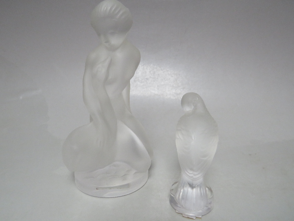 A LALIQUE FROSTED GLASS FIGURE OF A FEMALE NUDE WITH GOOSE, etched Lalique, France to base alongside - Image 4 of 7