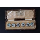 A SET OF SIX VINTAGE BUTTONS FEATURING DIFFERENT BREEDS OF DOG, in original box, W 11.5 cm