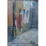 AFTER HAROLD RILEY (b.1934). Impressionist street scene, bears signature lower right, oil on