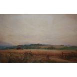 A WIGGINGTON (XX). An English cornfield landscape, signed lower left, watercolour, gilt framed and