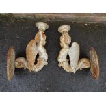 A PAIR OF 20TH CENTURY CHERUBIC WALL SCONCES, approx H 43 cm