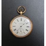 A WALTHAM GOLD PLATED OPEN FACED MANUAL WIND WRIST WATCH, A/F, Dia 4.75 cmCondition Report:currently