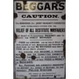 AN EARLY 20TH CENTURY ENAMELLED METAL SIGN - MAIDENHEAD JANUARY 1st 1911, titled Beggars, to