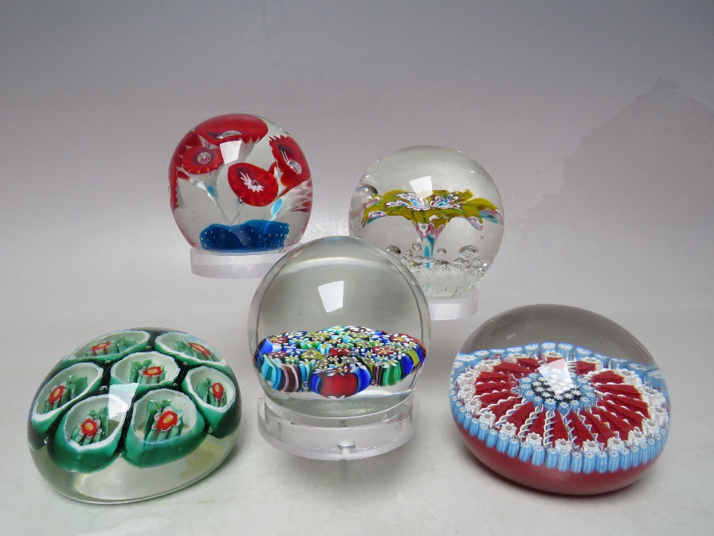 THREE VARIOUS MURANO GLASS PAPERWEIGHTS, complete with labels to base, together with a millefiori - Image 2 of 10