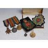 A TRIO OF WWI MEDALS AWARDED TO PTE S J JONES M2-115177 A.S.C., together with a victory medal