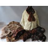 A COLLECTION OF VINTAGE FUR STOLES, JACKETS AND COLLARS, to include a fox fur stole and shrug / cape