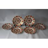 A SET OF SIX ROYAL CROWN DERBY IMARI PATTERN 1128 SALAD PLATES, all marked as seconds, Dia. 22 cm