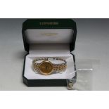 LONGINES - A GENTS DAY DATE WRISTWATCH, with box and spare links, Dia 3.5 cm