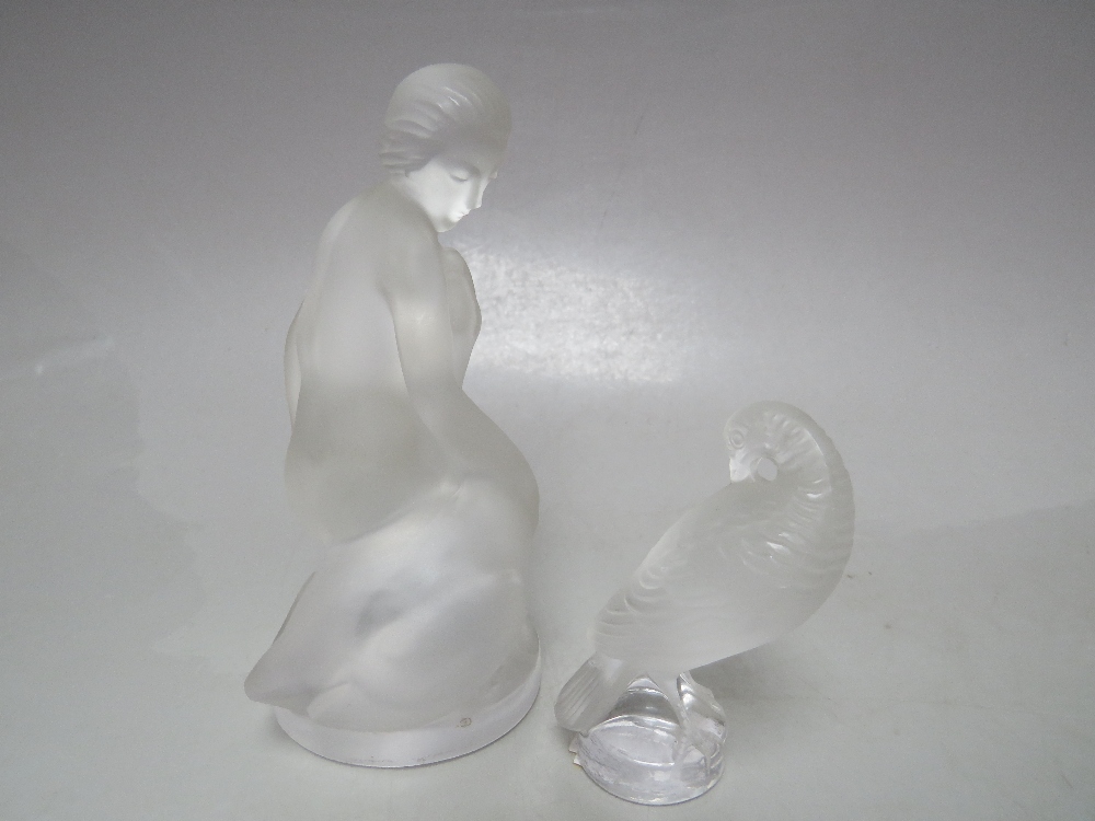 A LALIQUE FROSTED GLASS FIGURE OF A FEMALE NUDE WITH GOOSE, etched Lalique, France to base alongside - Image 3 of 7