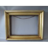 A 19TH CENTURY GOLD FRAME WITH DECORATIVE INNER EDGE, frame W 8 cm, rebate 37 x 52 cm