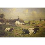 AAGA WANG (1879-1959). Also known as MARK OSMAN CURTIS, Danish school, rural landscape with cows