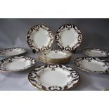 A SET OF ROYAL CROWN DERBY MAJESTY PATTERN A.1292 DINNER PLATES, all marked as seconds, Dia. 27 cm