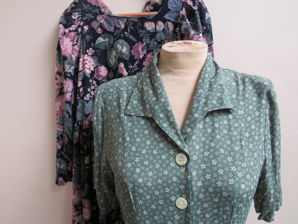 FOUR VINTAGE LAURA ASHLEY DRESSES, various styles and periods, three size 12 and the short green - Image 3 of 5