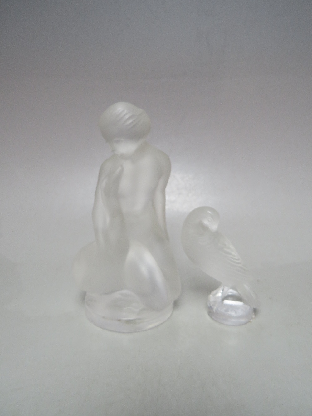 A LALIQUE FROSTED GLASS FIGURE OF A FEMALE NUDE WITH GOOSE, etched Lalique, France to base alongside - Image 7 of 7