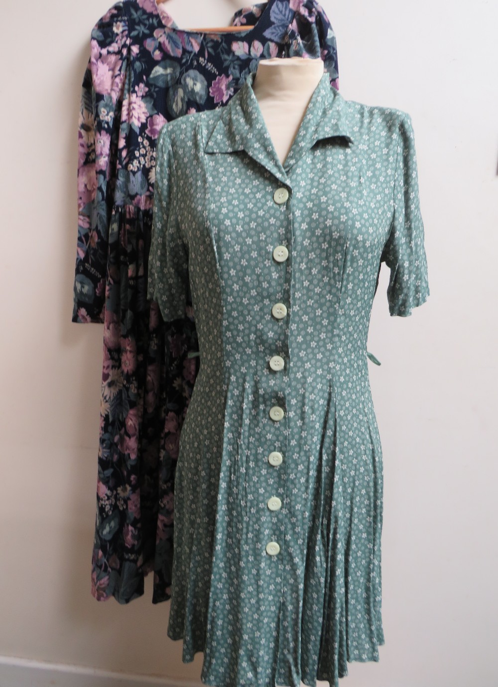 FOUR VINTAGE LAURA ASHLEY DRESSES, various styles and periods, three size 12 and the short green - Image 2 of 5