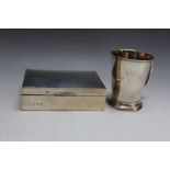 A HALLMARKED SILVER PRESENTATION CIGARETTE BOX - BIRMINGHAM 1934, together with a hallmarked