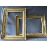 A PAIR OF 19TH CENTURY GOLD FRAMES A/F, with acanthus leaf design to outer edge, with gold slips,