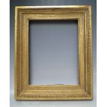 A 19TH CENTURY GILT FRAME WITH EGG AND DART DESIGN TO OUTER EDGE, frame W 9 cm, rebate 44.5 x 34 cm