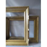 A PAIR OF 19TH CENTURY GOLD FRAMES A/F, with decorative design to outer edge, frame W 11 cm, rebates