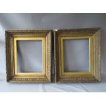 A PAIR OF 19TH CENTURY DECORATIVE GOLD FRAMES, with acanthus leaf design to outer edge and gold