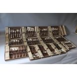 A GOOD QUANTITY OF SILVER PLATED KINGS PATTERN CUTLERY IN ORIGINAL BOXES BY BUTLER CUTLERY OF