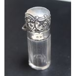A HALLMARKED SILVER TOPPED SCENT BOTTLE - BIRMINGHAM 1898, H 6.5 cm