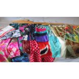 A COLLECTION OF VINTAGE AND MODERN SCARVES ETC, various fabrics, styles and periods, to include