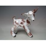 A VINTAGE / RETRO STYLE AUSTRIAN LEOPOLD ANZENGRUBER (KERAMIC WIEN) POTTERY FIGURE OF A KID GOAT,