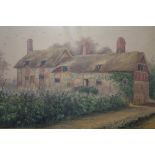 WILLIAM WELLS QUATREMAINE (XIX-XX). Study of 'Anne Hathaway's cottage, Shottery', see label verso,