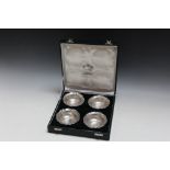 A CASED SET OF FOUR SUB CONTINENTAL SILVER DISHES, stamped SILVERNL to the bases, approx combined