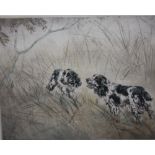 HENRY WILKINSON (1921-2011). Spaniels, etching in colours, signed in pencil, No 105/150, framed