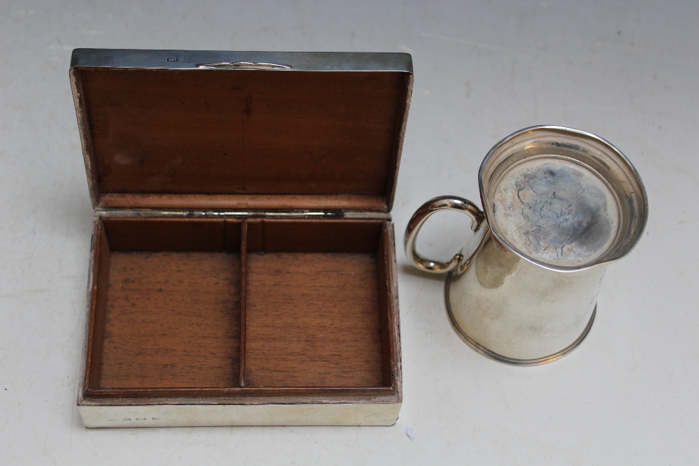 A HALLMARKED SILVER PRESENTATION CIGARETTE BOX - BIRMINGHAM 1934, together with a hallmarked - Image 5 of 5
